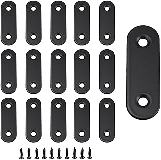 16Pcs Stainless Steel Straight Brace 2”x0.63”, Flat Metal Straight Support, Repair Fixed Bracket Connector, Furniture Repair Fixing Joint with Screw, Black