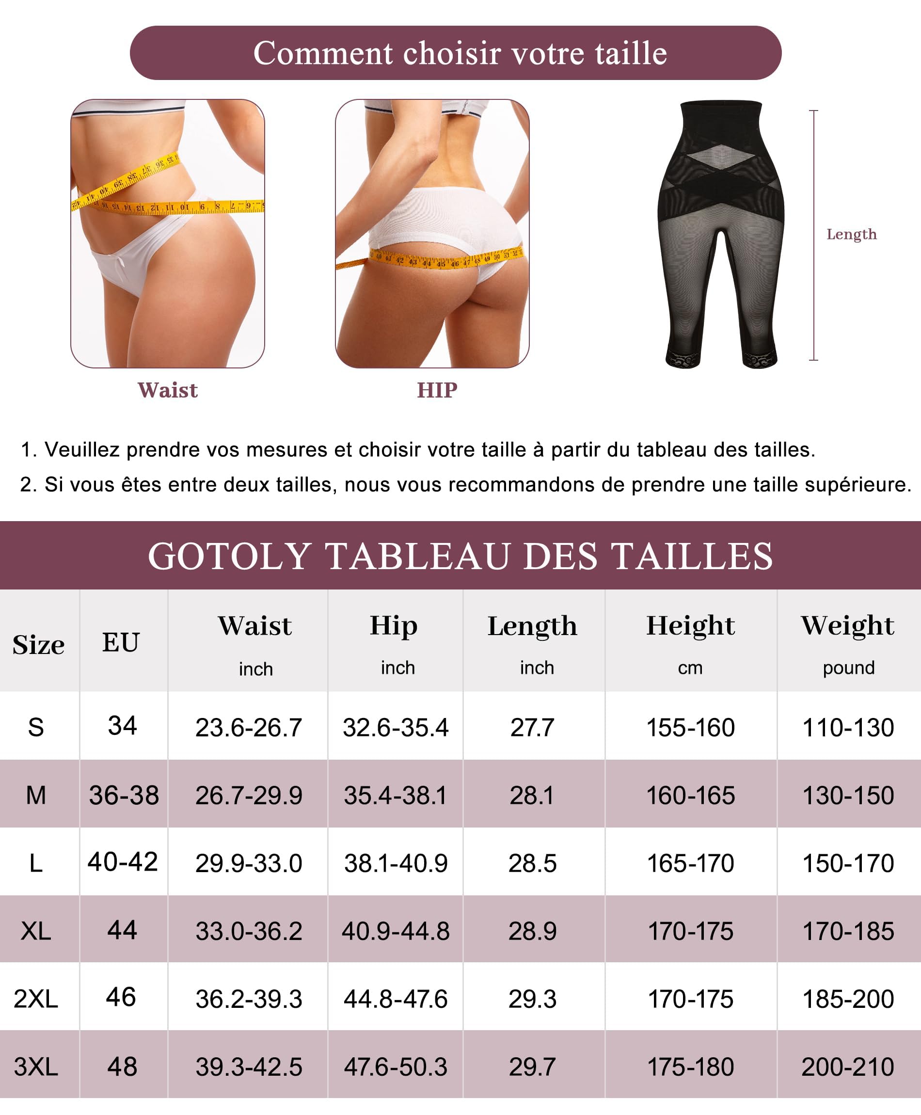 Gotoly Culotte Gainante Femme Ventre Plat Taille Haute Panty Gainant Invisible Gaine Amincissante Cuisse Culottes Sculptantes Shorts Minceur Shapewear
