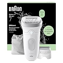 Braun Silk Epil 7 Epilatore Elettrico Donna Con Testina Ampia Per Facile Rimozione Peli, Rasoio Elettrico Donna, Wet&Dry, Pelle Liscia A Lungo, Con Testina Radente, Cappuccio Regolatore,7-030,Argento