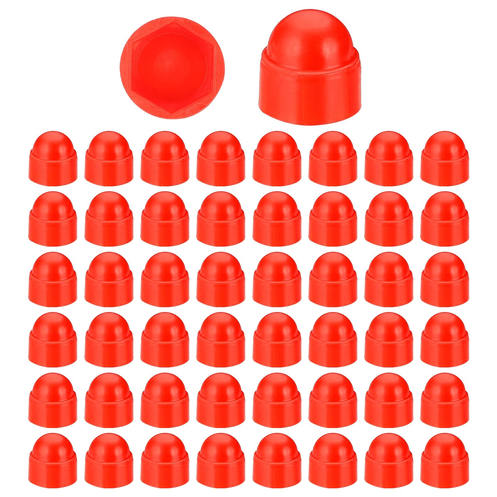 PATIKIL 100 Pcs Hex Nut Cover, M8x13x15mm Nylon Screws Bolt Covers Caps Dome Acorn Hex Head Bolt Protection Cap for Screws Nut, Red