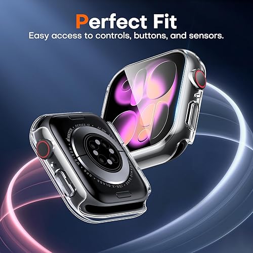 Miniatura 169 de Carcasas Tauri rígida, 2 unidades compatibles con Apple Watch SE Series 6, 5, 4, vidrio templado de dureza 9H integrado, delgada, a prueba