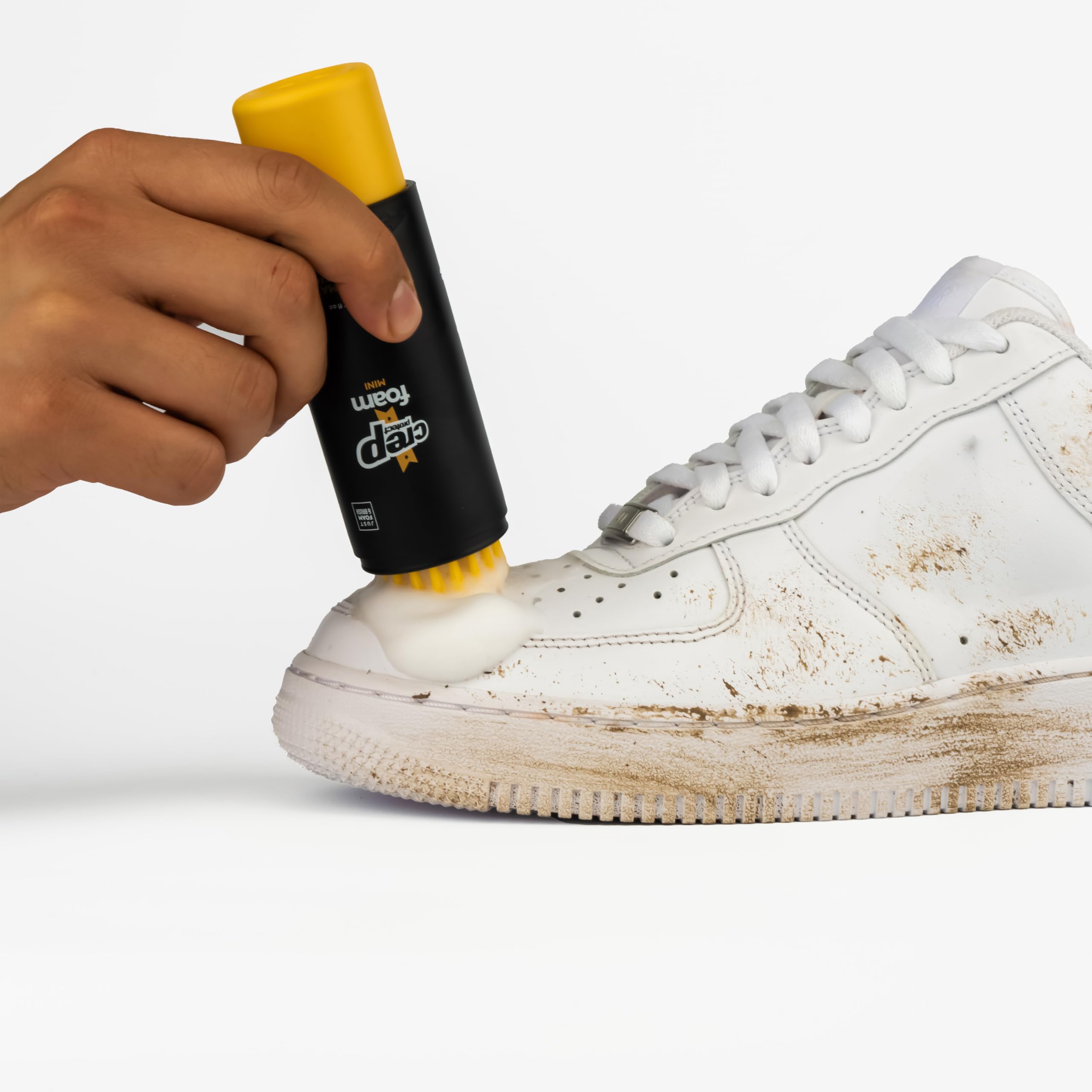 Crep Protect Piankowy zestaw do czyszczenia butów, pianka do czyszczenia trampek, z wbudowaną szczotką i ściereczką z mikrofibry, do skóry, zamszu, nubuku, płótna i białych butów, rozmiar podróżny