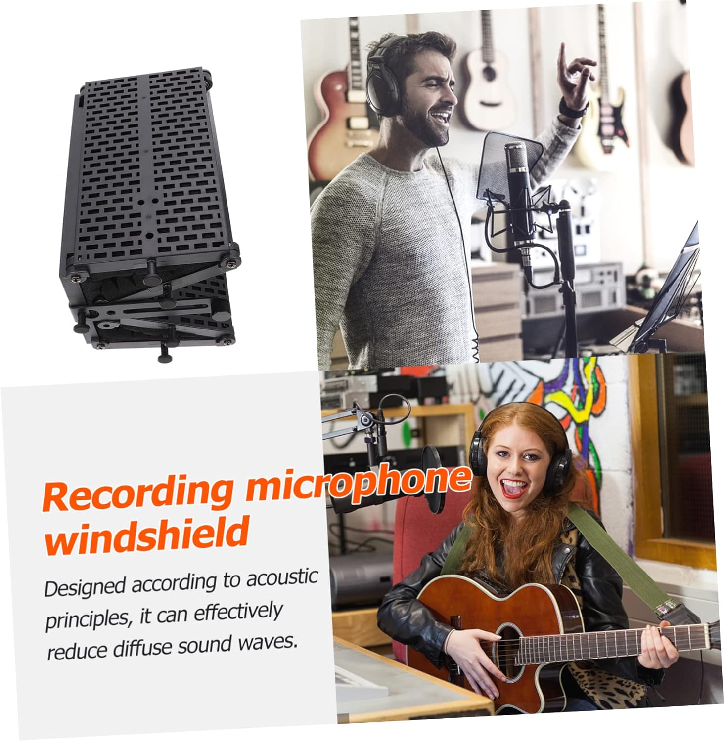 Foldable Mic Shield Windscreen for Microphone Isolation Shield Noise-absorbing Cover
