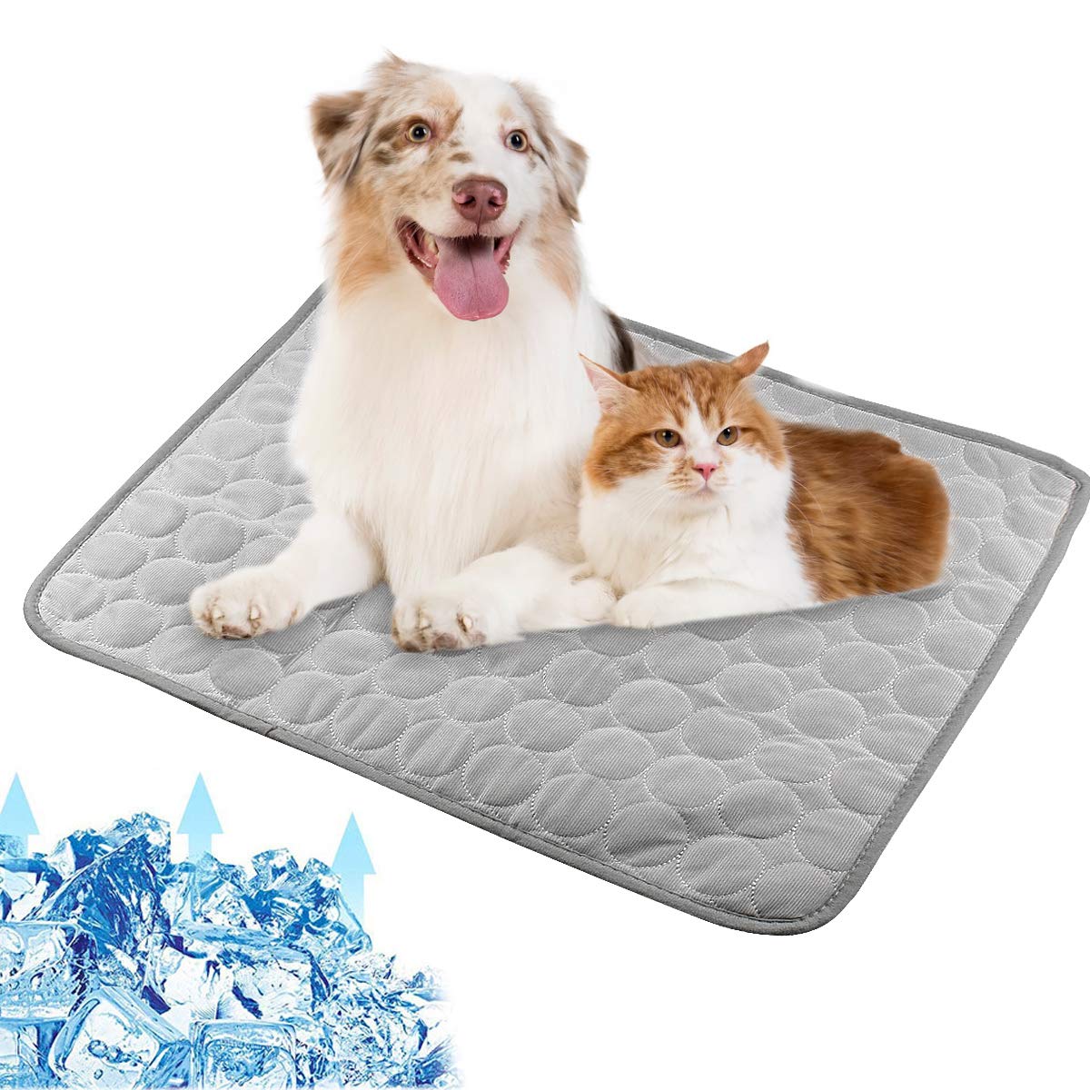 Dog Cat Mat Bed Self Cooling Non Toxic Mat Pad Pet Ice Silk Cooling Mat Cool Fabric Soft Pets Summer Autunm Sleeping Mattress for Dogs Cats Puppy 62 * 50 cm Gray