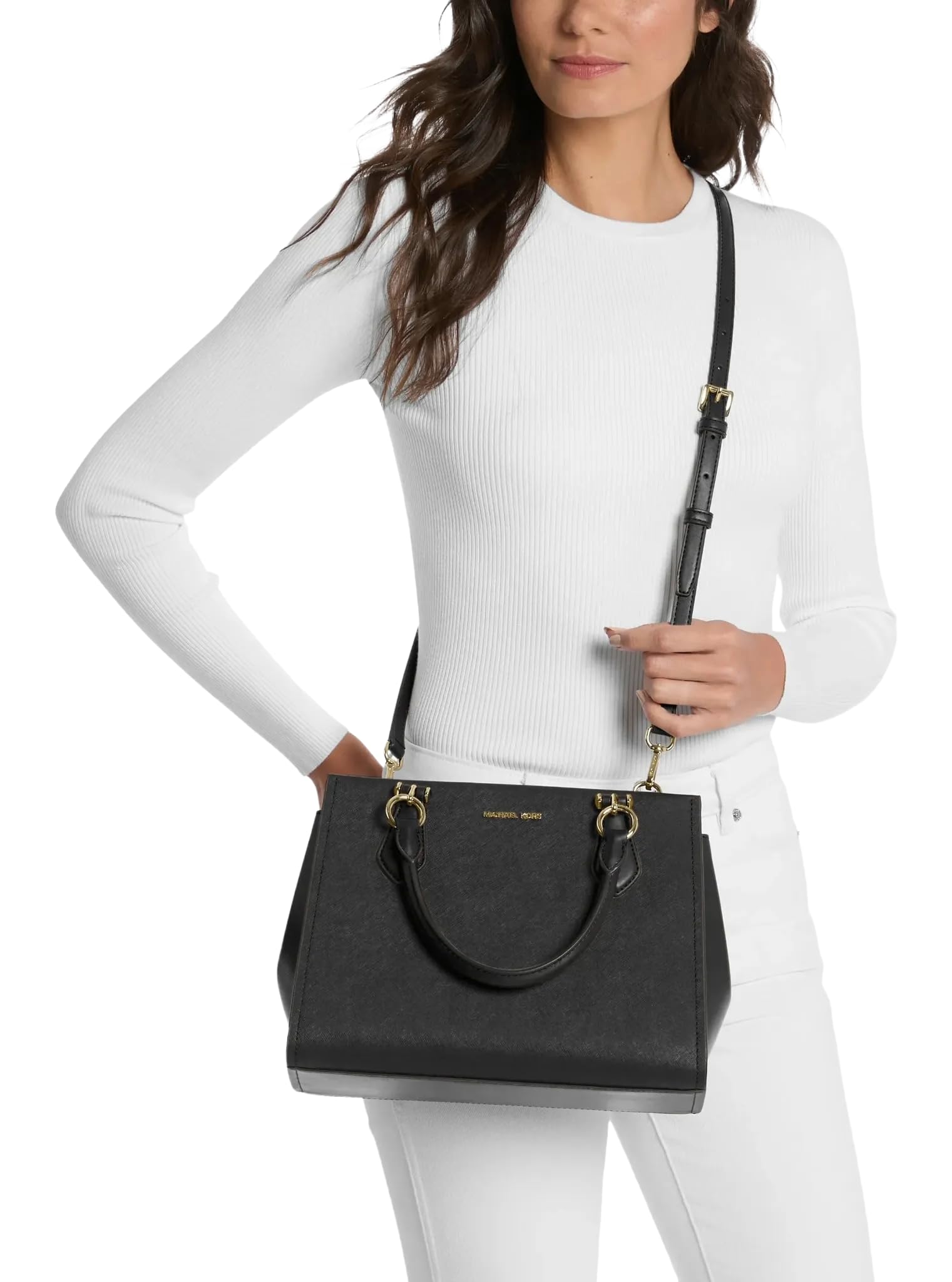 Michael Kors Marilyn Saffiano Leather Medium Satchel Nero
