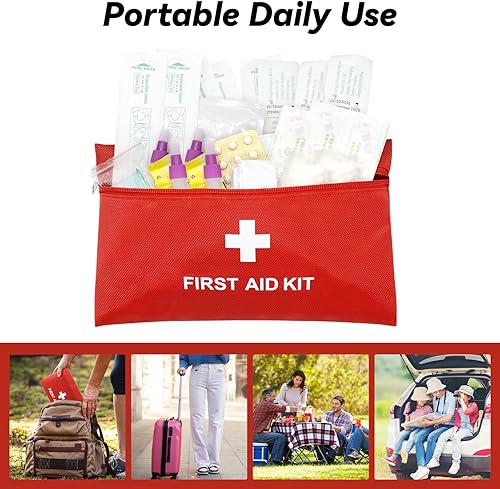 Miniatura 5 de Faylapa 6 mini bolsas vacías de primeros auxilios, mini bolsa vacía de viaje para botiquín de primeros auxilios para viajes, hogar, oficina,