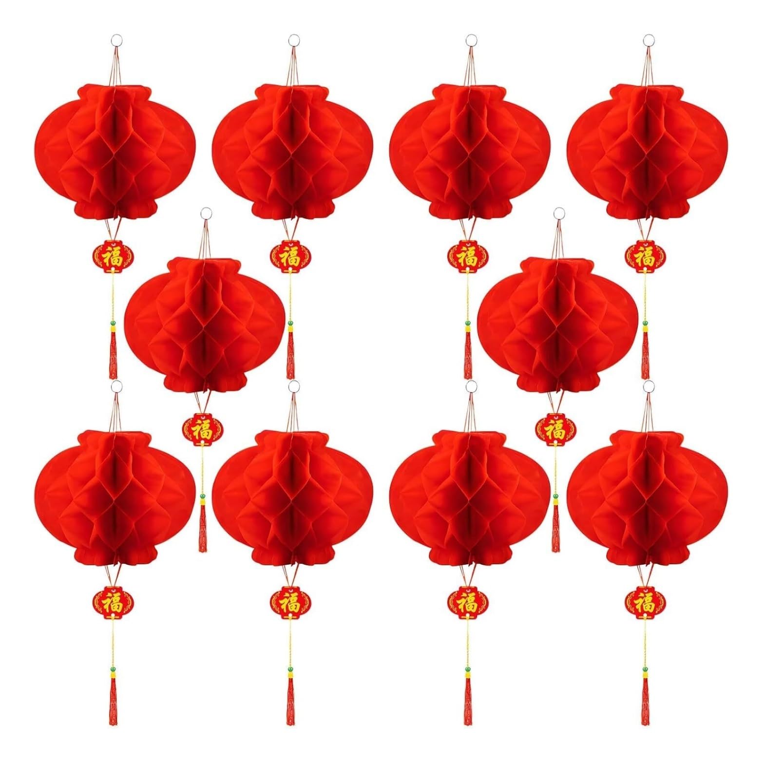Lámparas Papel 10 Farolillos Chinos Decorativos con Borlas For La Celebración del Festival De Primavera Decorativos Fiestas(18cm)