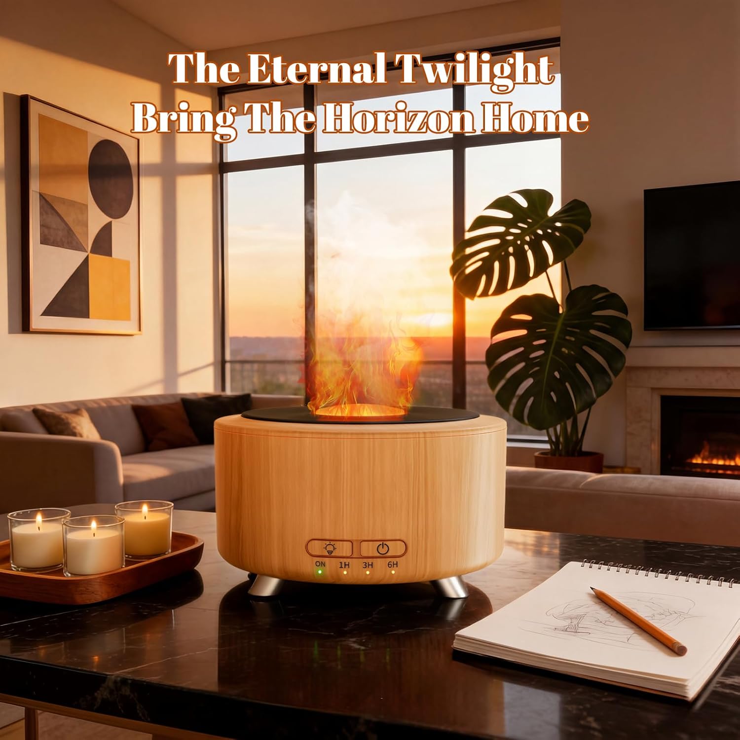 Essential Oil Diffuser for Home, 500ML Aromatherapy Diffuser Oil Machine for Office Room Yoga, Aroma Diffuser with Auto-Off Function, 9 Colors LED Night Light, Light Wood