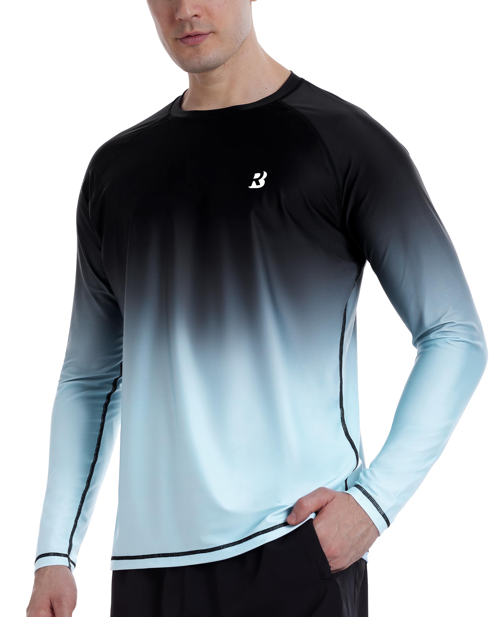 Roadbox Men's UPF 50+ Sun Protection Shirt Long Sleeve, Quick Dry Breathable Rash Guard for Swimming Fishing, Hiking & Running