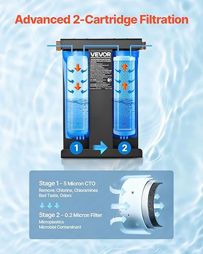 Miniatura 3 de VEVOR Filtro de agua para autocaravana con soporte, 2 cartuchos de 2.5 x 10 pulgadas, sistema de filtro de agua para vehículos recreativos, elimina