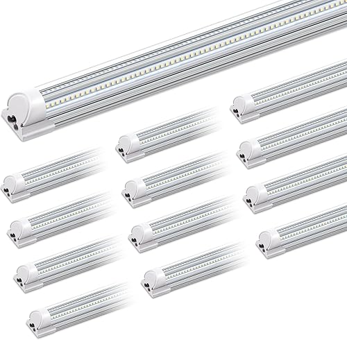 Miniatura 24 de Barrina T8 Luz LED para Taller 4 Pies, 40W 5500LM 5000K, Cubierta Transparente, Luces de Techo para Garaje, Lámpara LED en Forma de V, Luces de