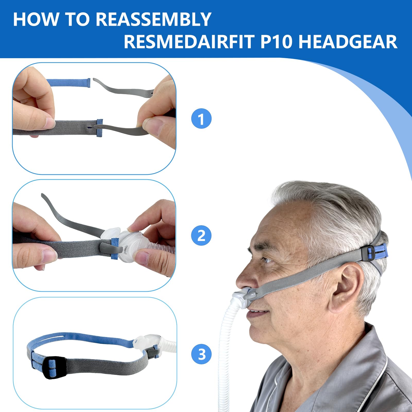 ⭐️新品⭐️ CPAP AirFit P10 チューブセット エアーフィット P10鼻ピローマスク＆取替え用パーツ（ヘッドギア1個