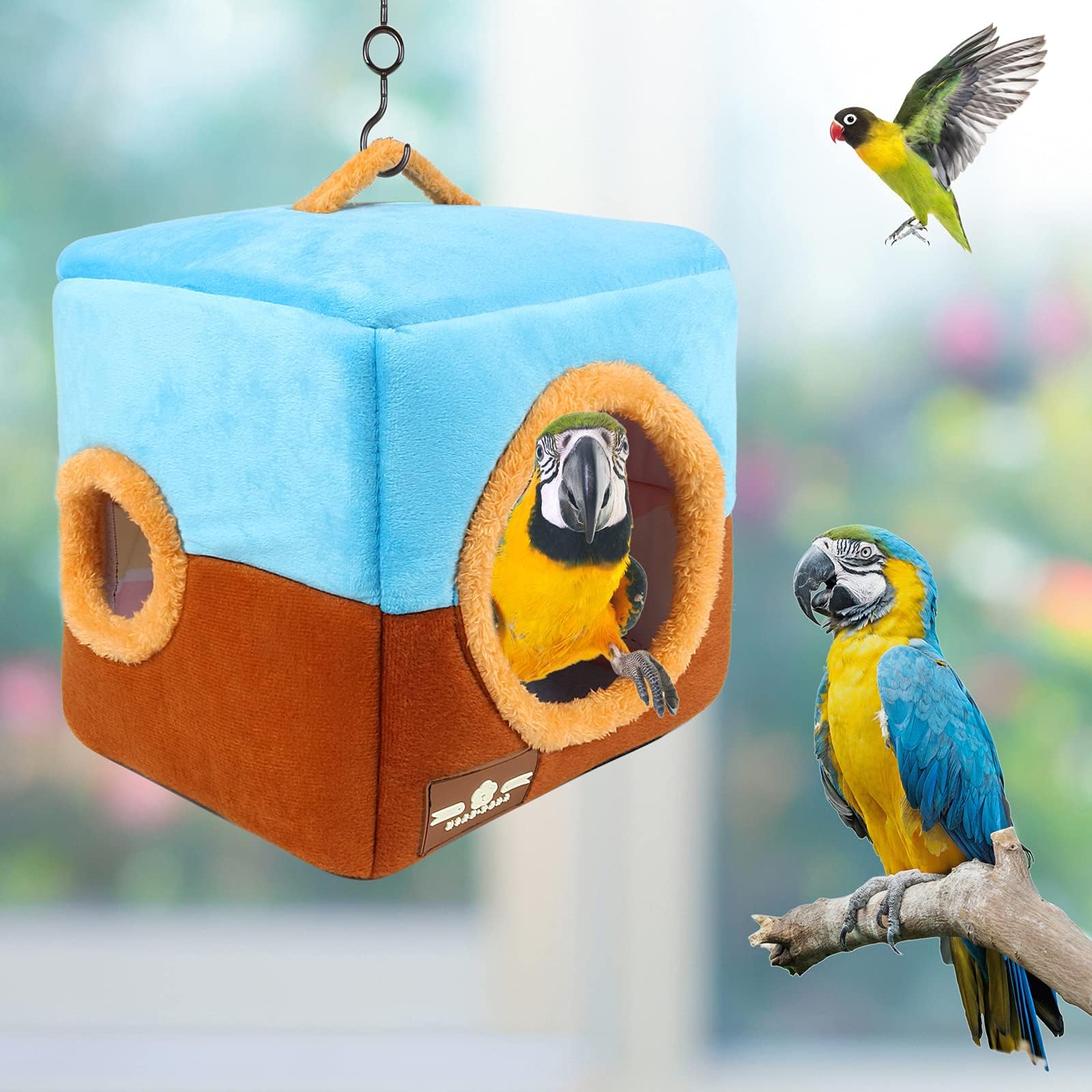 Casetta per pappagalli di grandi dimensioni, per l'inverno, calda, da appendere, per uccelli, gabbia, grotta, letto per uccelli grandi, pappagalli amazzonici, cacatua grigi africani