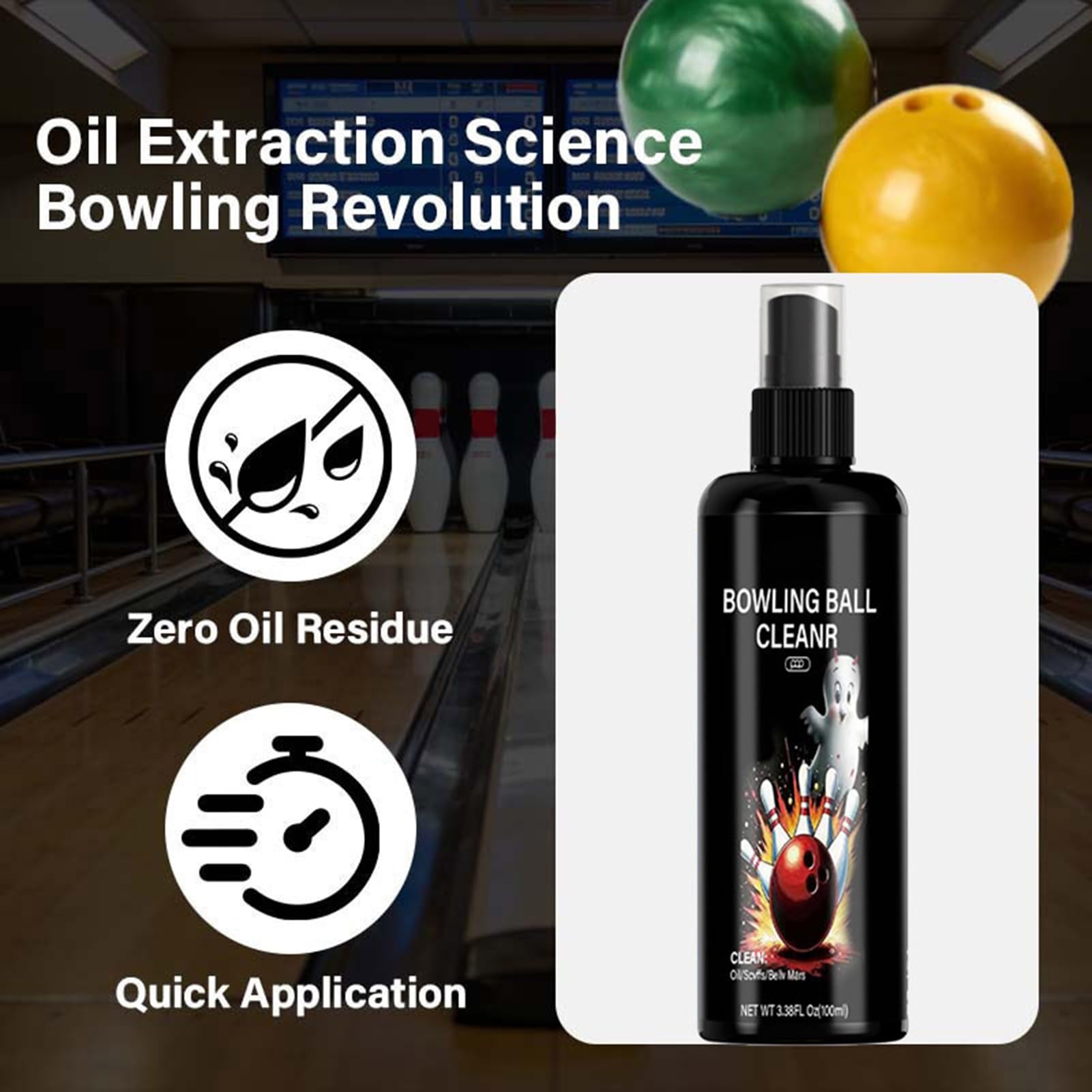 Spray Nettoyant pour Boule De Bowling - 100ml Produit d'entretien Portable pour Équipement Sportif - Set Nettoyant Bowling,Elimination des Traces d'Huile de Ceinture et