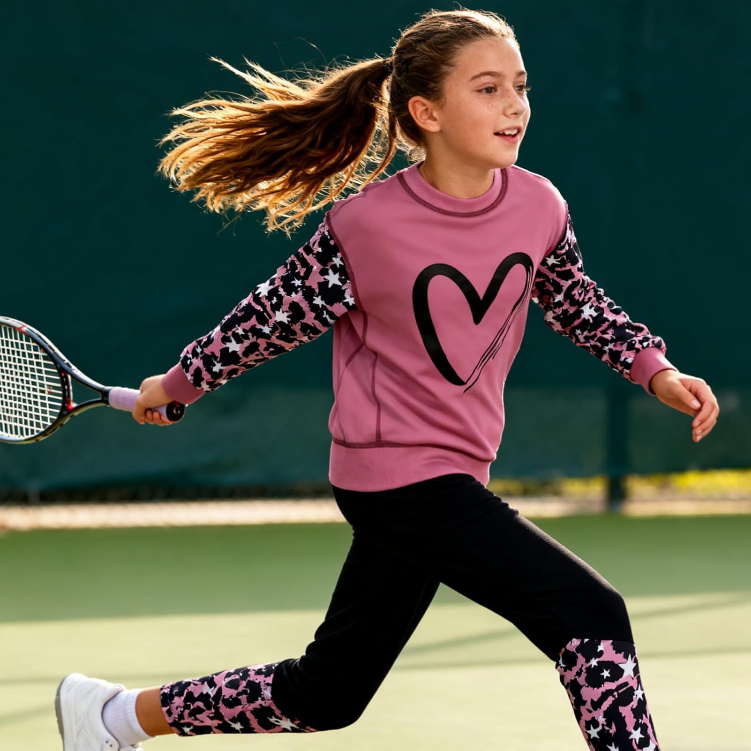 6-14Y Girls Sweatshirt Leggings Set Teen Girls Fashion Outfits Sweapants Clothing Set - Image 3