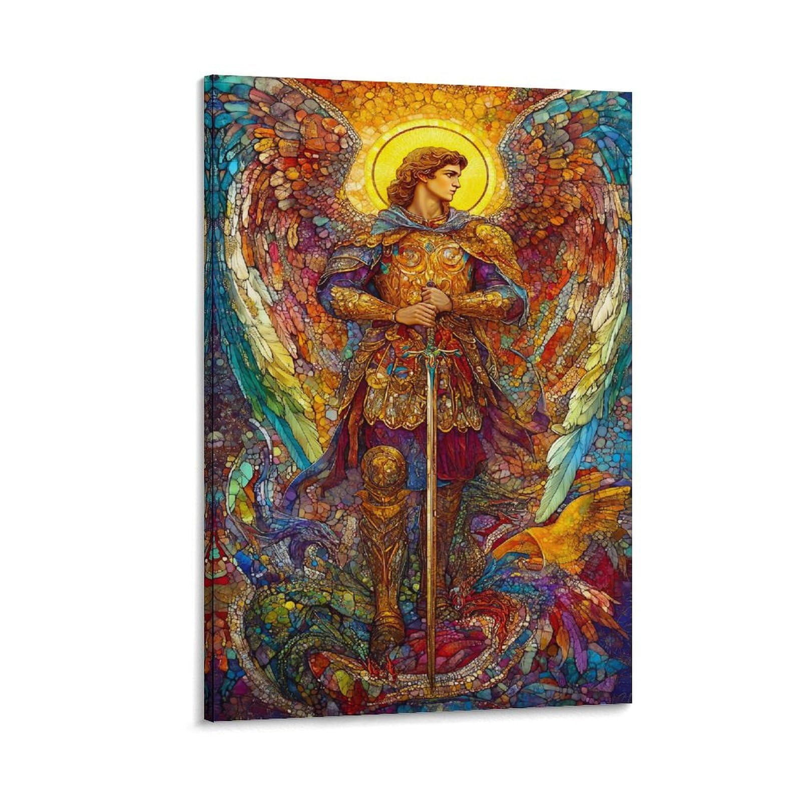RIAVBAODG Archangel Michael Poster Artwork Angel Giclee Canvas Prints Modern Canvas Wall Art Picture Wall Hanging for Living Room Home Decorations 12x18inch(30x45cm)