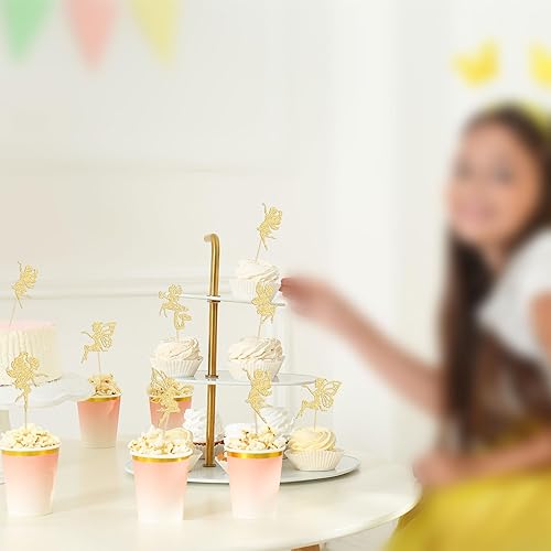Miniatura 5 de Gyufise 24 piezas de decoración para cupcakes de hadas, bailarina de ballet, flores, ángel, hada, cupcakes, decoración para bodas, despedidas de