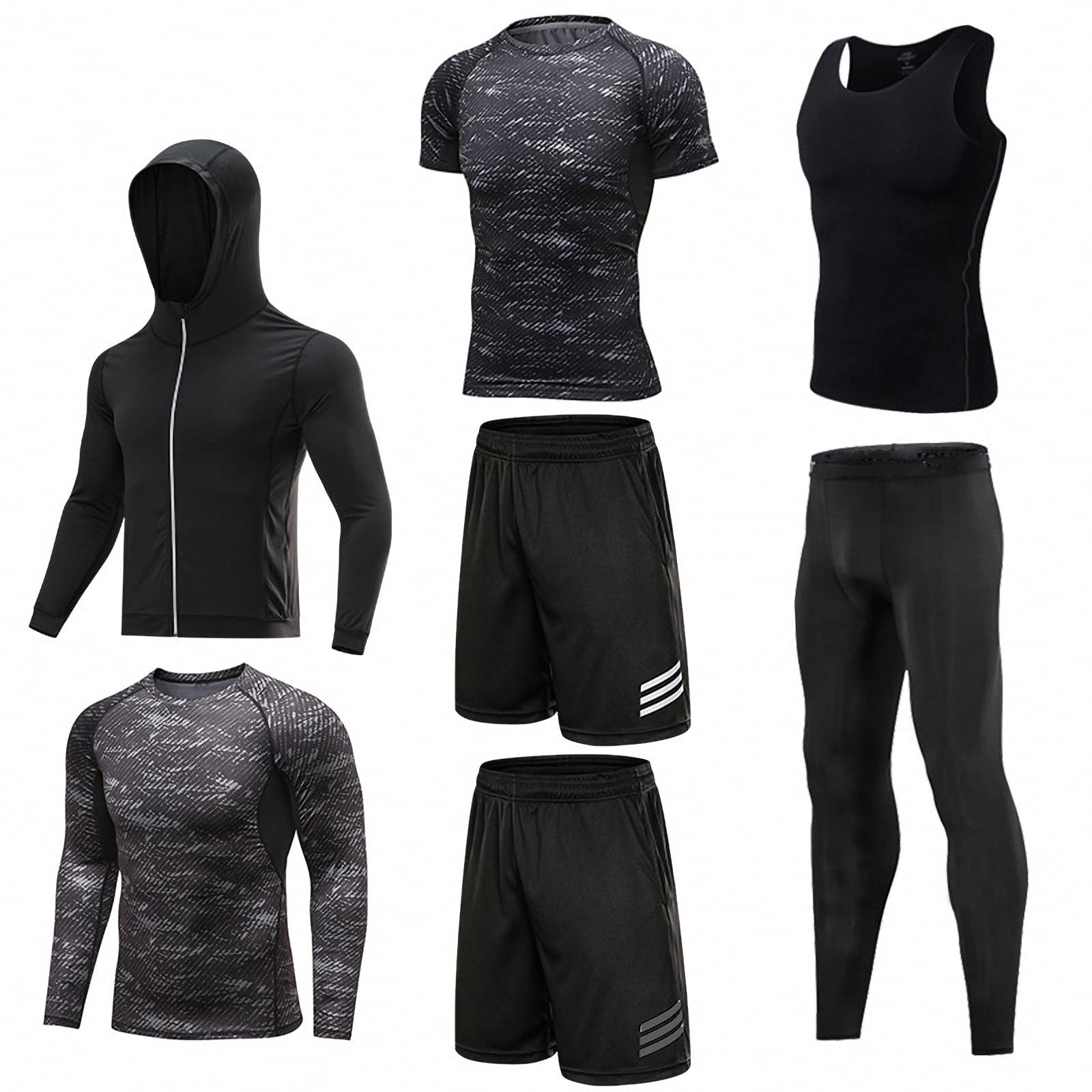 7-częściowy męski zestaw odzieży fitness, szybkoschnące legginsy na siłownię, outdoorowa warstwa bazowa odzież sportowa, Style4, S