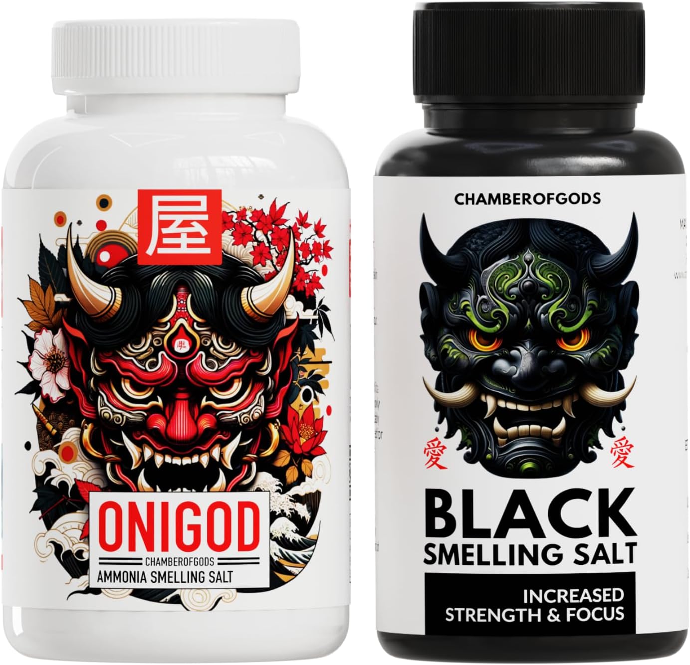 Chamberofgods Onigod & Black Smelling Salt | Ammonia Smelling Salts for Gym and Powerlifting