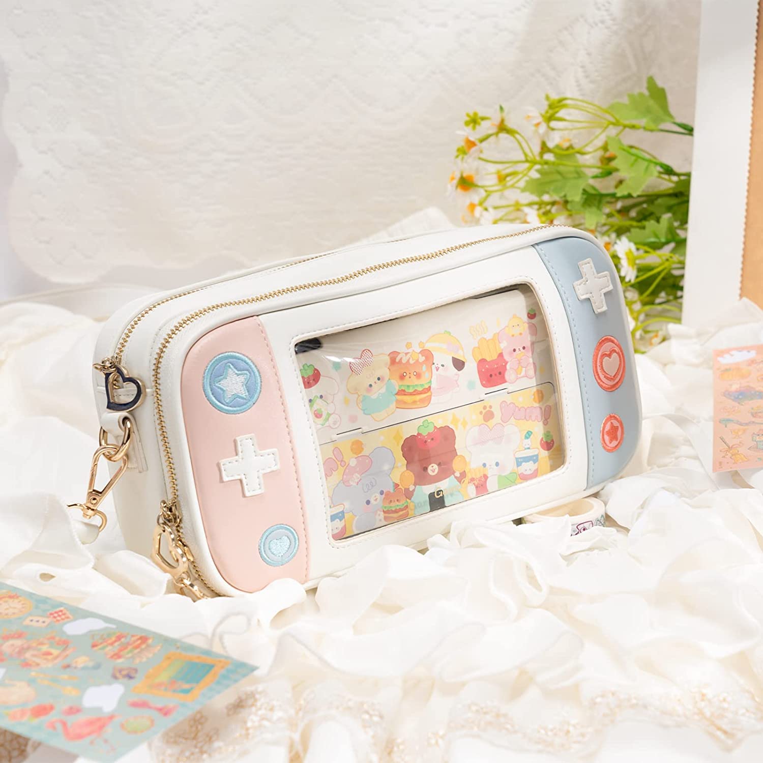 Geekshare Cute Carry Case Borsa a tracolla compatibile con Switch/Switch OLED - Custodia da viaggio sottile e rigida portatile per Switch Console