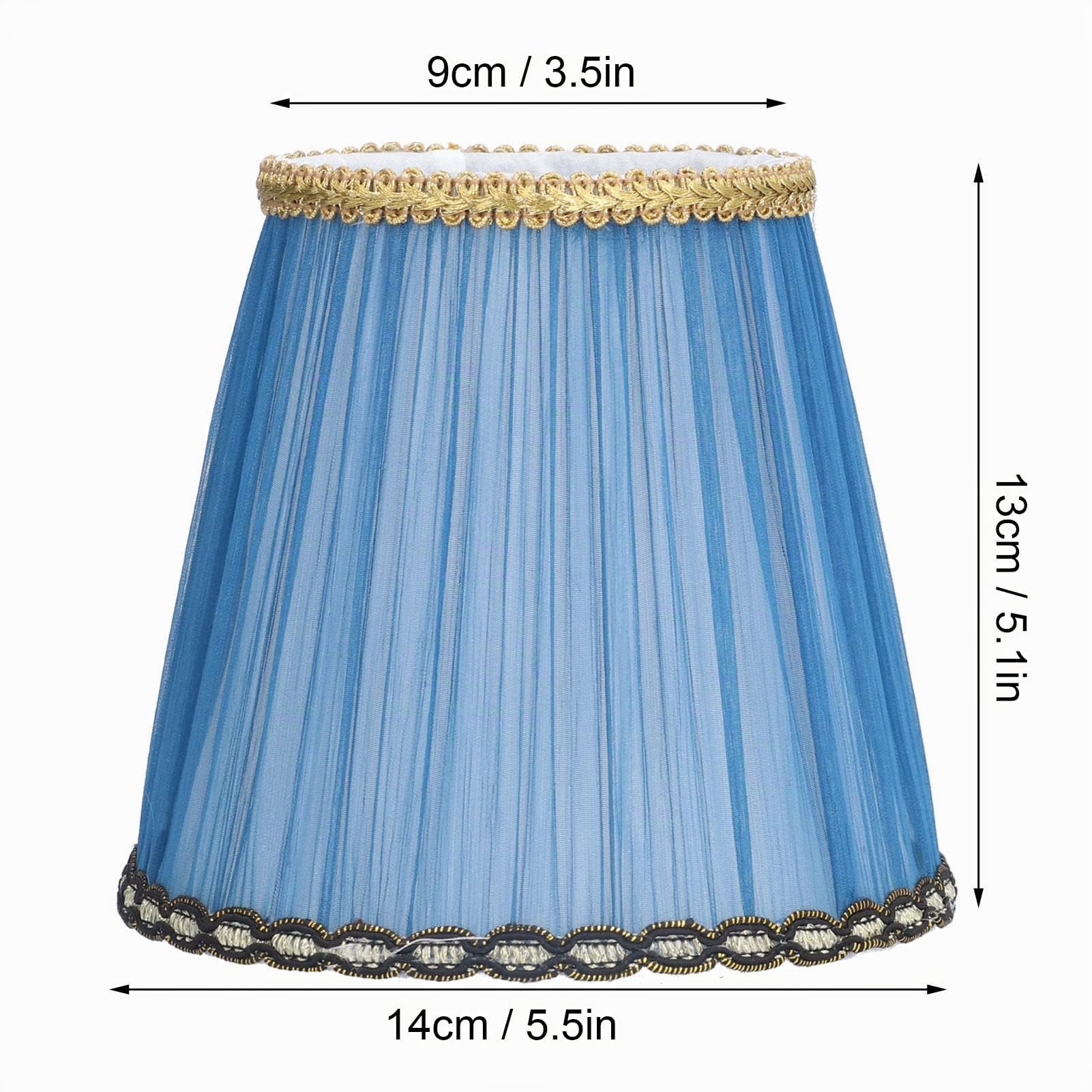 3 Pezzi Paralume Piccolo, Clip su Paralume a Barilotto in Tessuto Pieghettato per Lampada da Tavolo e Lampadario, 3,5 Pollici in Alto x 5,5 Pollici in Basso x 5,1 Pollici di Altezza(Blu)