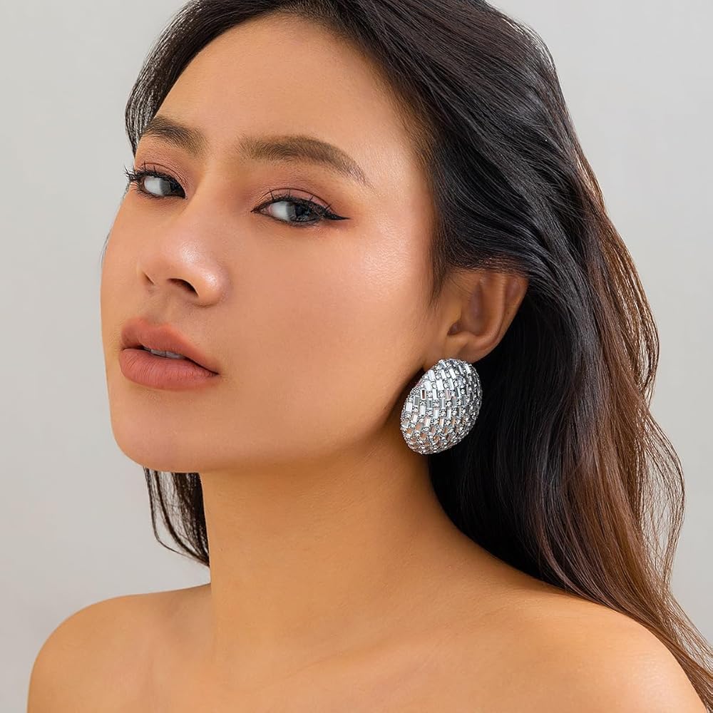 Amazon.com: Silver Statement Earrings for Women Big