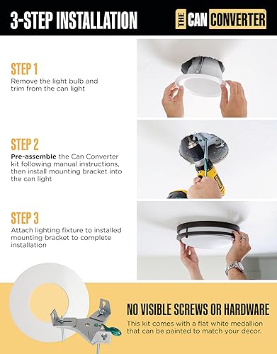 Miniatura 40 de The Can Converter - R56: Kit de conversión de luz empotrada para lámpara de techo, luces colgantes y colgantes, ventilador de techo - Incluye Latón