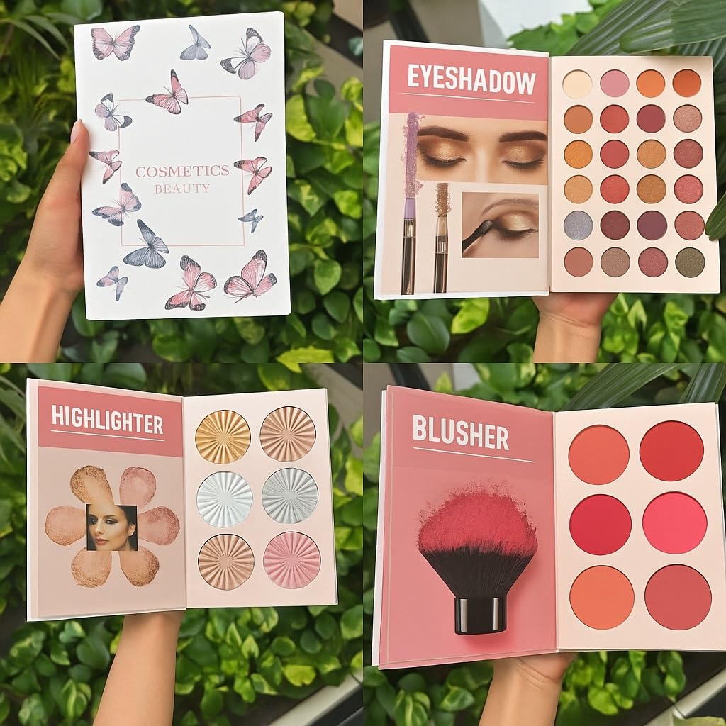 URBANMAC Waterproof All In One Makeup Book Contour Blusher Highlighter Eyeshadow Concealer (Butterfly) 4