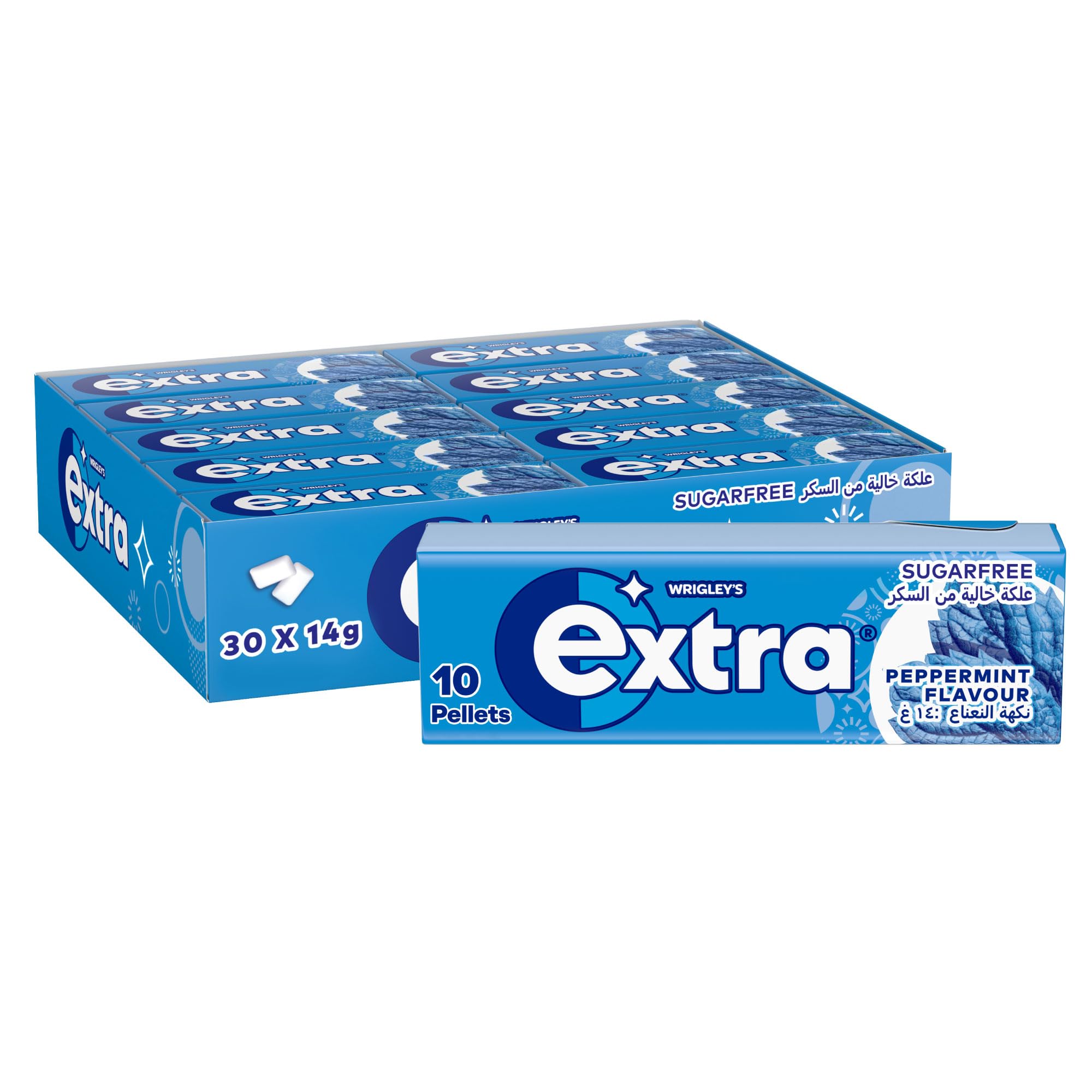 ExtraGum Peppermint, Sugar Free Chewing Gum Pack of 30x10 Pellets, Get Fresh on the Go, and Ready for Every Opportunity