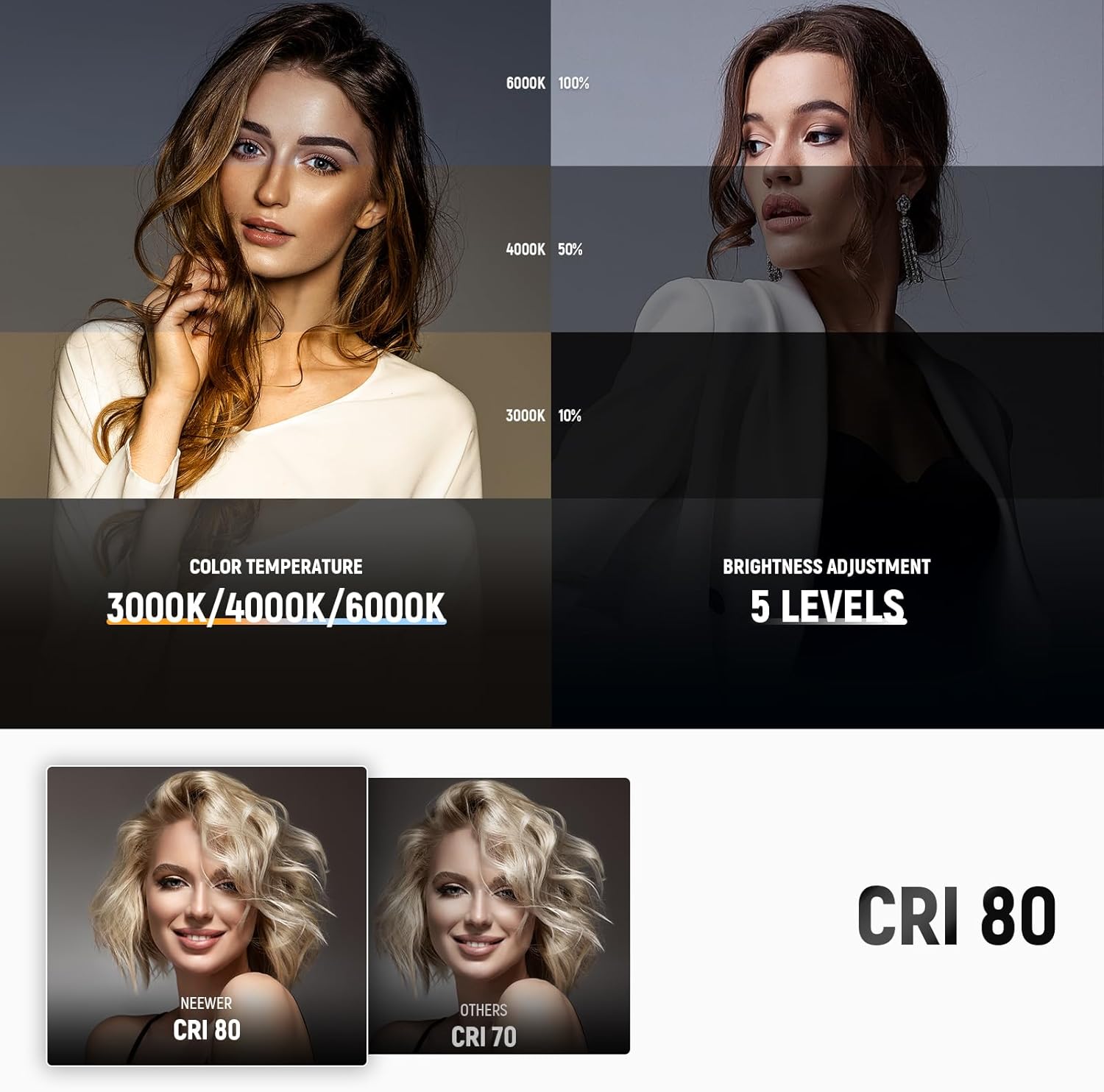 NEEWER ENTRY LEVEL VERSION 4W Overhead Desk Stand Phone Mount Foldable with LED Light/Remote/Phone Holder for Selfie Video Recording Stream, 990lx/0.3m 3 Modes CRI80 1000mAh Rechargeable Portable, V10