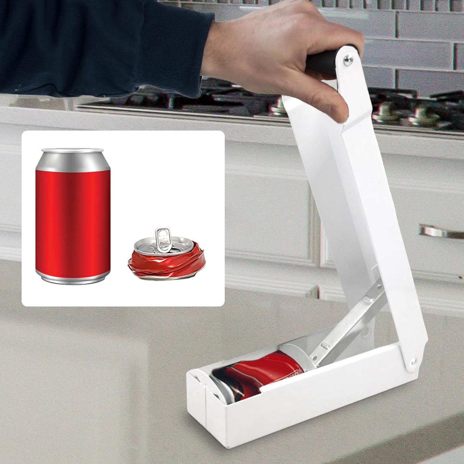 Can Crusher – EVA Iron 42.3x10.5x5.4cm | Heavy Duty Soda Can Smasher, Portable Aluminum Cans Crusher | For Recycling Metal Cans Efficient -Handed Use