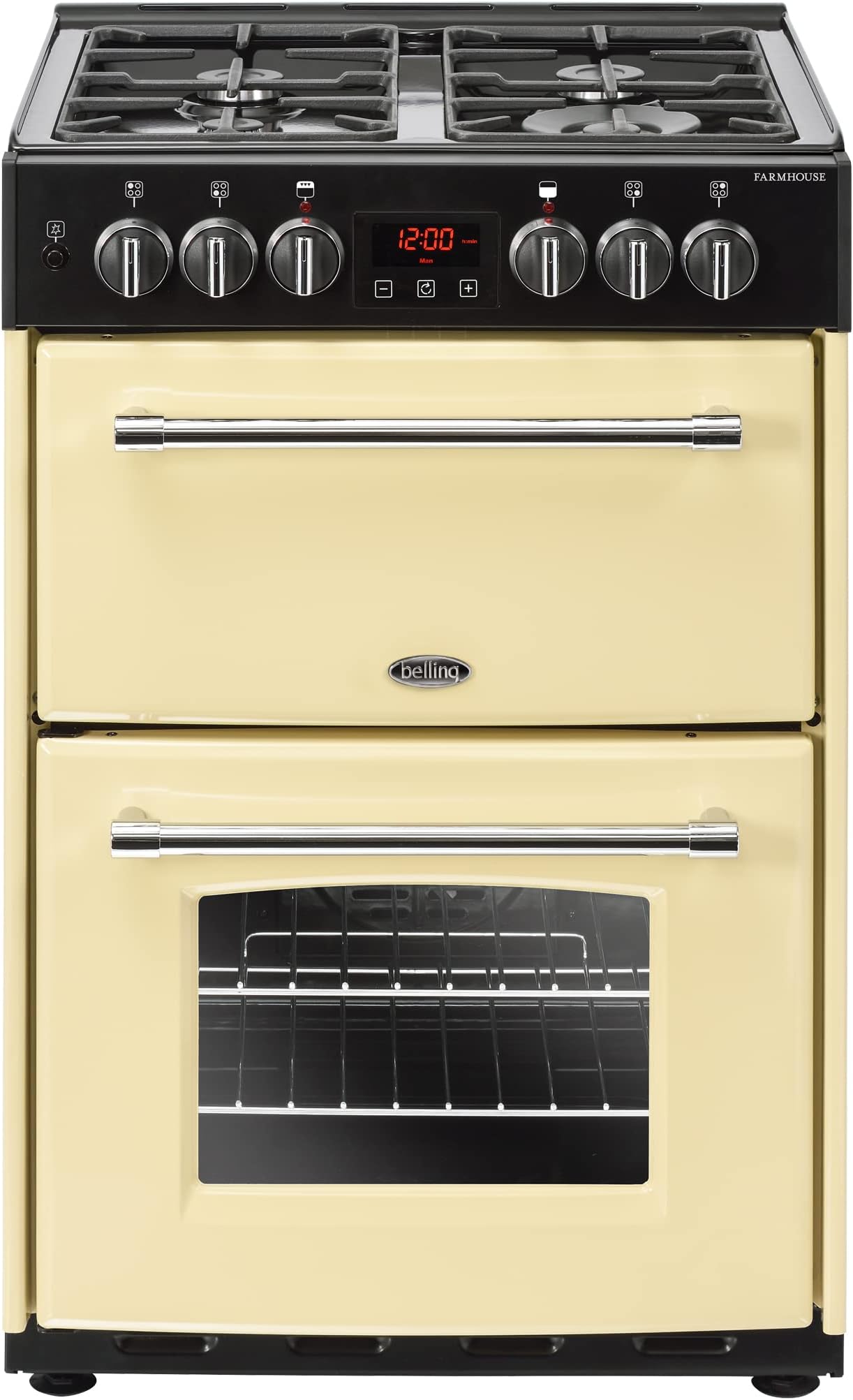 Belling Farmhouse 60DF Dual Fuel Range Cooker, Cream, 60cm