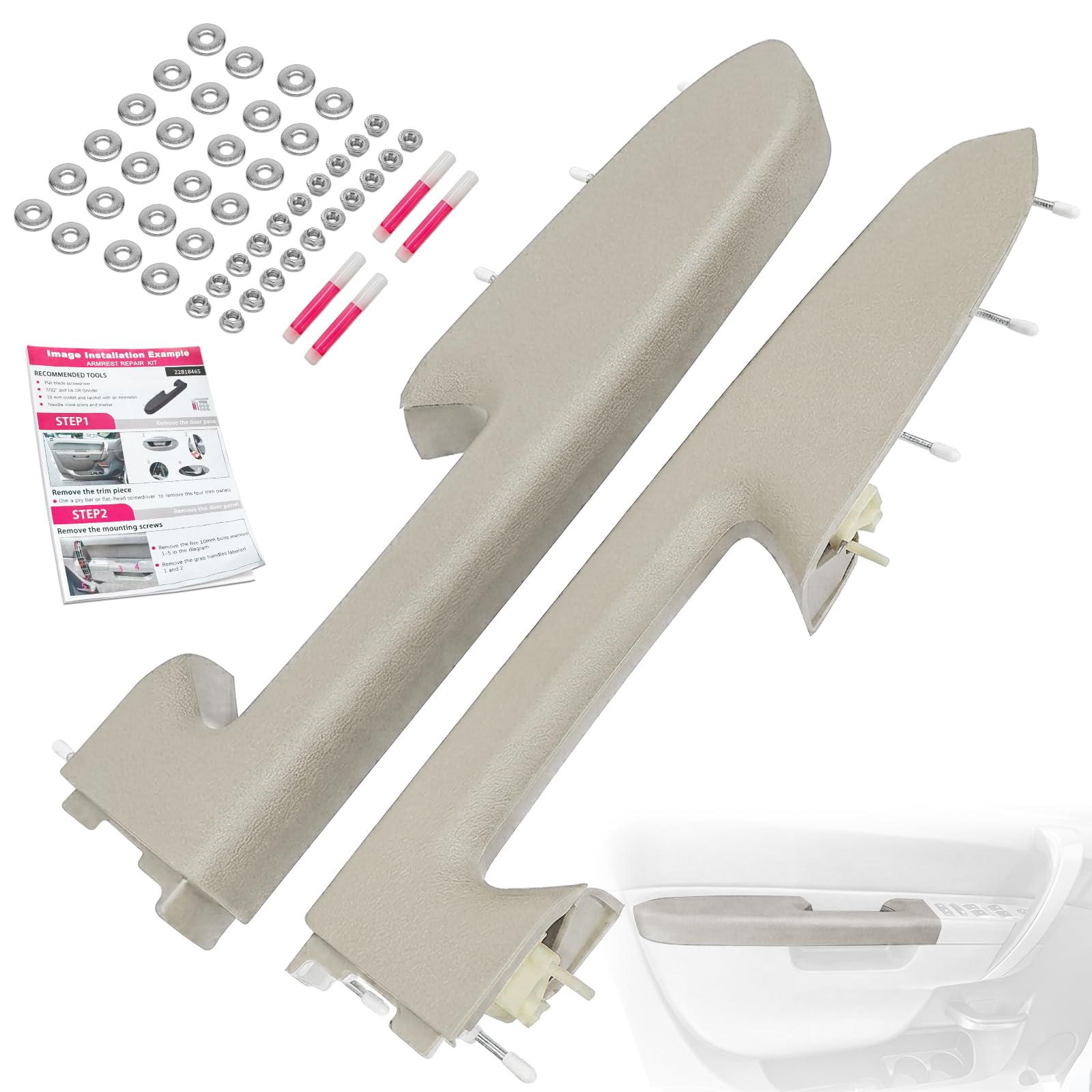 Photo 1 of SerBeggor Gray-A Pair Front Left Driver/Right Passenger Side Door Panel Armrest Repair Kit Compatible with Chevy Silverado GMC Sierra 1500 2500HD 3500HD 2010 2011 2012 2013 2014 Car Accessories