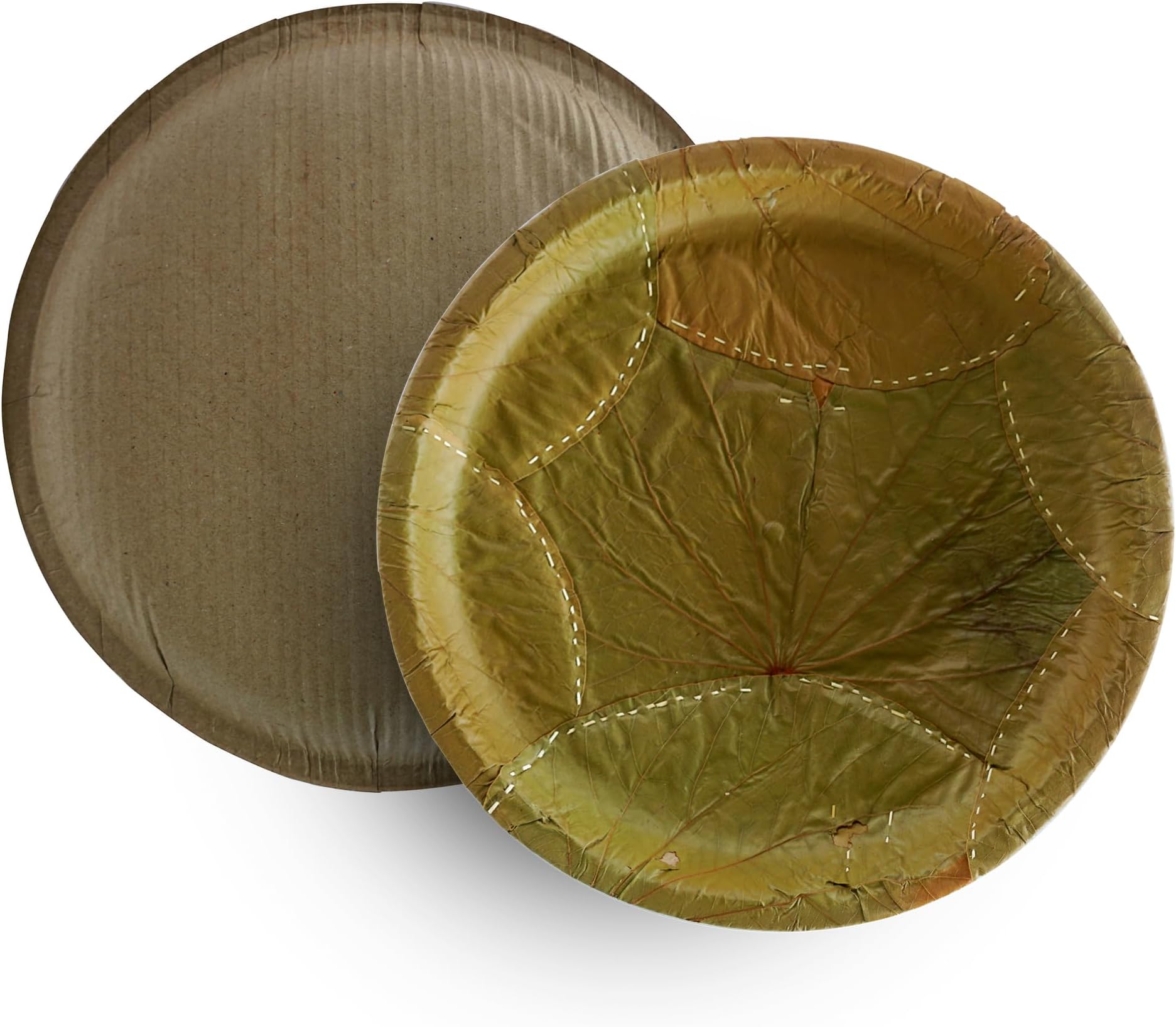 Eco-Friendly Leaf Plate Set - 12-inch Size - Pack of 25 - Siali and Palash Leaves - Biodegradable Disposable Plates for Parties, Weddings, BBQs & Traditional Events - Zero Waste, Plastic Free