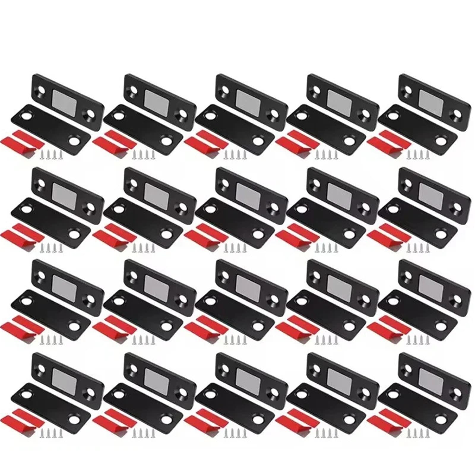 Xctdsvah 20 Set-Black Cupboard Latch Household Cabinet Catches Door Stopper Patch Self-Adhesive Furniture Drawer Window Closer Latch(20 Set-Black)