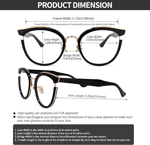 Miniatura 4 de VOOGLAM Gafas de bloqueo de luz azul ojo de gato para mujer, gafas antirrayos UV, gafas retro