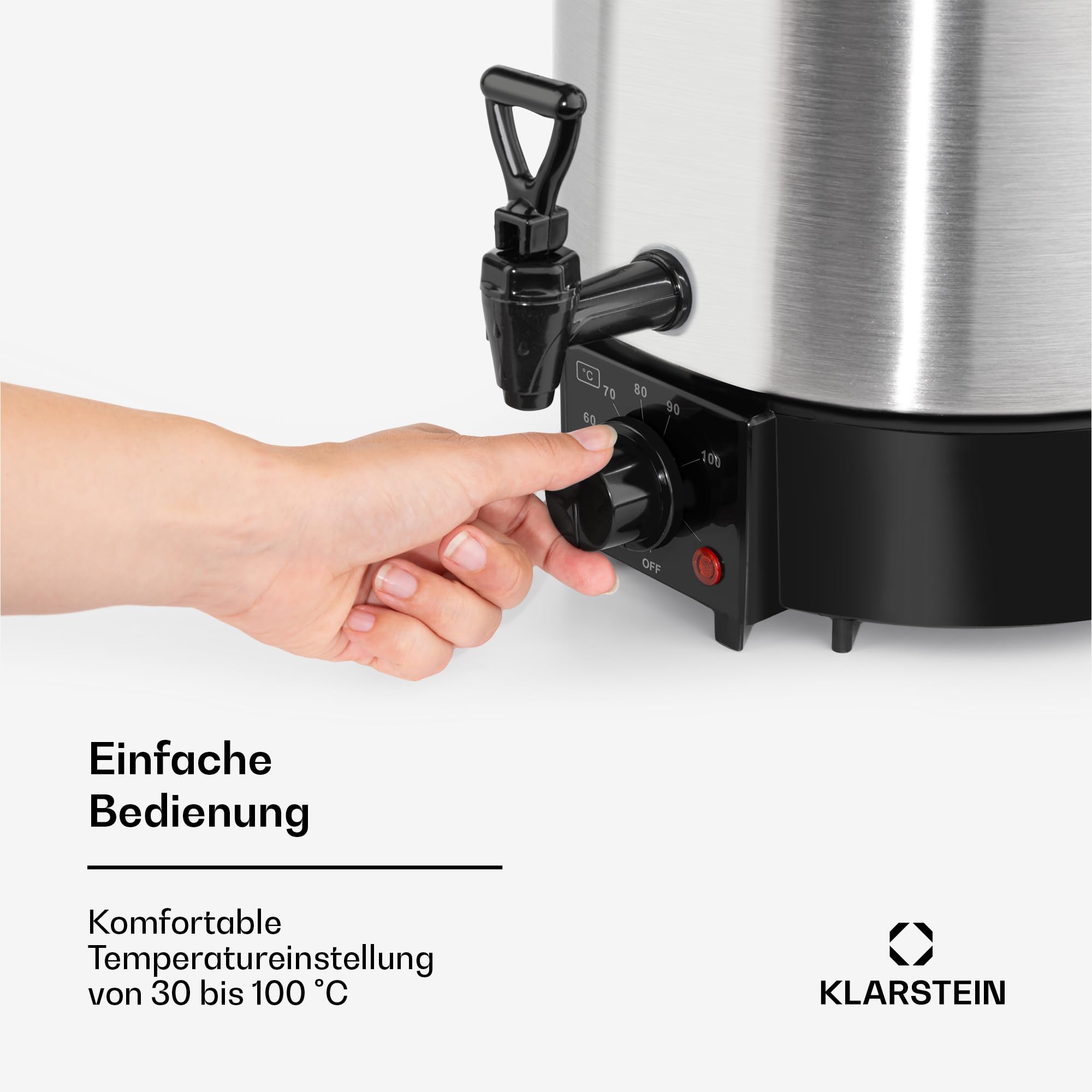 Klarstein Biggie Eco Einkochautomat & Getränkespender, 1000W, 30-100°C, 9 Liter, Zapfhahn, Kontrollleuchte, Einlegerost