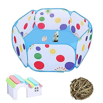 Tfwadmx Hamster Playpen, Portable Small Animals Playpen Breathable and Pet Playpen Pop Open Outdoor/Indoor Exercise Fence Portable Yard Fence for Guinea Pigs Gerbils Chinchillas Hedgehogs