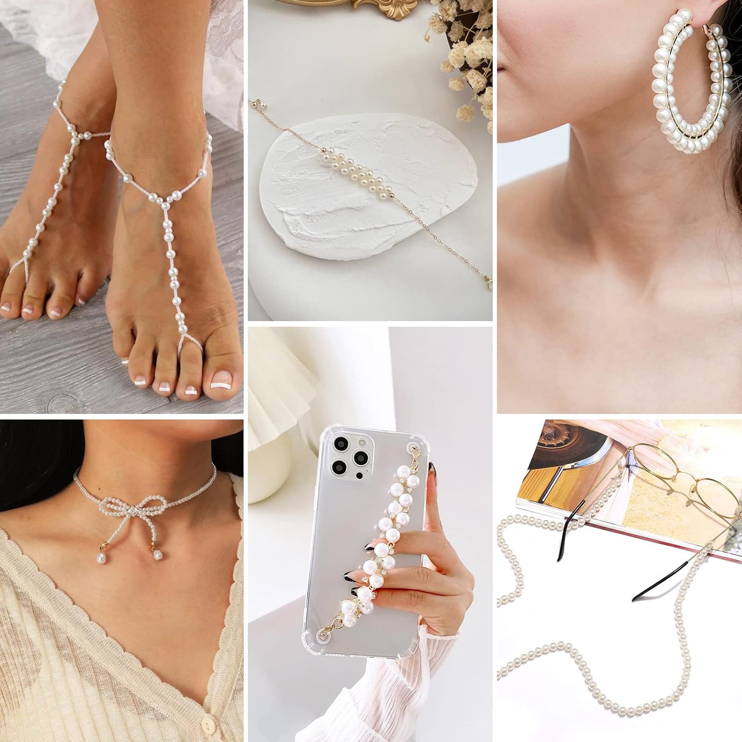 [2500 PCS] Pearl Beads, 3MM Round Small Pearl Beads Craft Loose Beads Faux Ivory Pearls Bead for Beading Jewelry Making, DIY Craft, Vase Fillers, Home Wedding Decoration - Image 7