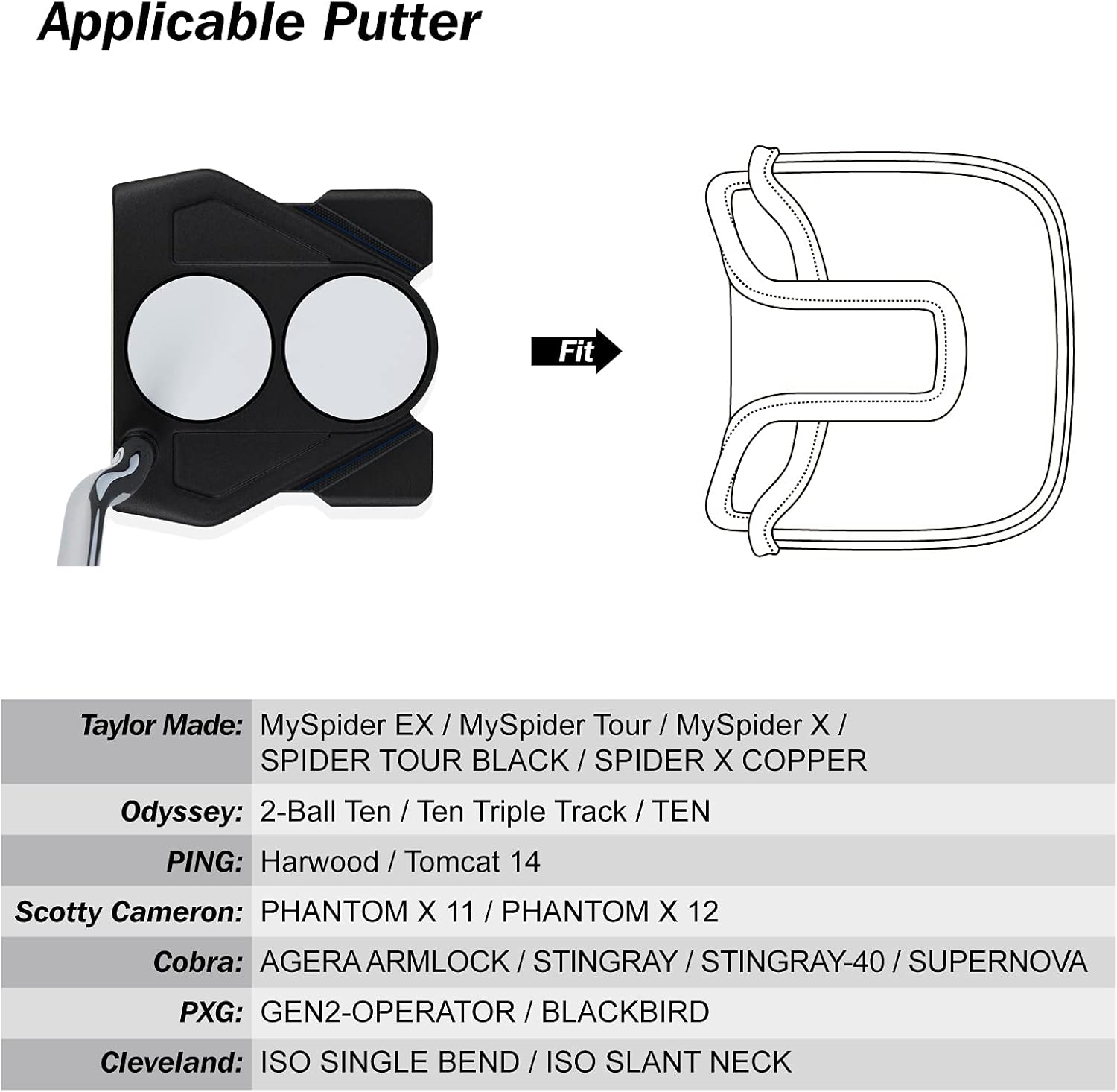 Big Teeth Heel Shaft Golf Square Mallet Putter Cover Headcover Center Shafted Putter Club Protector Compatible with High MOI Large Taylormade Scotty Cameron 6M DB