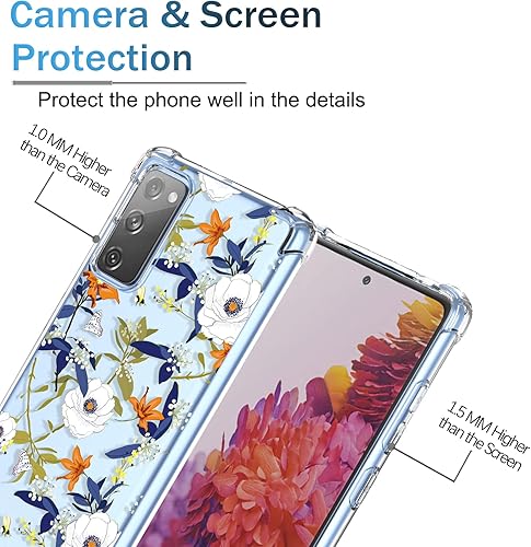 Miniatura 2 de Funda para Galaxy S20 FE 5G Samsung S20 FE 5G Funda transparente floral patrón de flores suave TPU a prueba de golpes, antiarañazos, funda