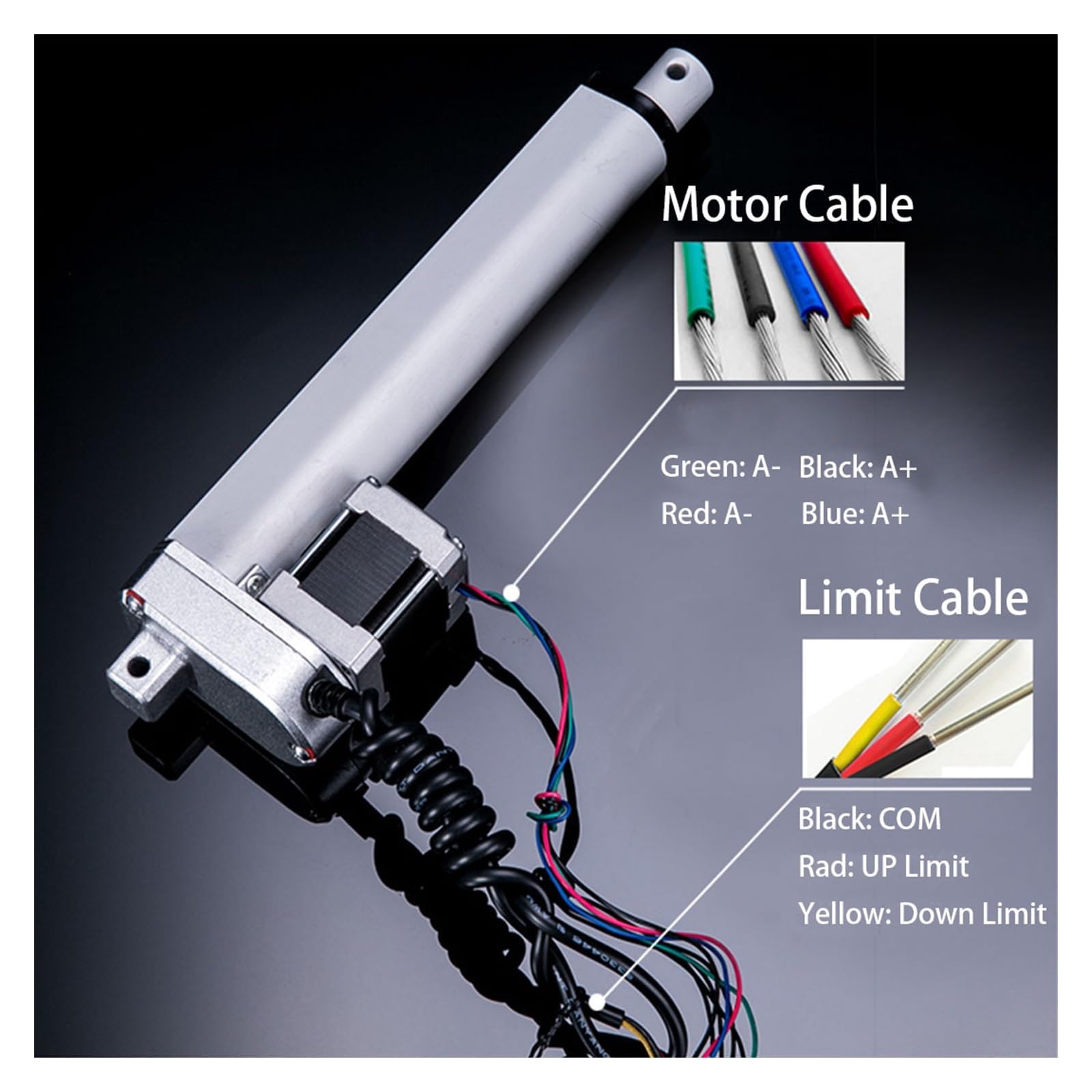 Siłownik liniowy silnika krokowego 12V Nema 16 Max 50 mm/s 500N Elektryczny popychacz ze stopu aluminium Stoły podnośne do telewizorów(Stroke 300mm,50mm per s 70N)