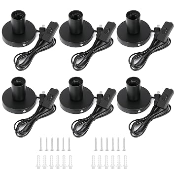 6Pcs Desktop Lamp Base Light Base Socket Screw Light Bulb Holder Base with 6 Feet Cord on Off Switch Plug for Holding Bulb for Your Night Light