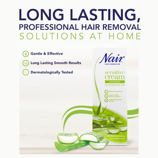 Nair Sensitive Hair Removal Cream Multipack for Dry & Sensitive Skin – Legs & Body with Argan Oil & Aloe Vera – Gentle Nair Hair Removal Cream – 100ml x 4 - 2