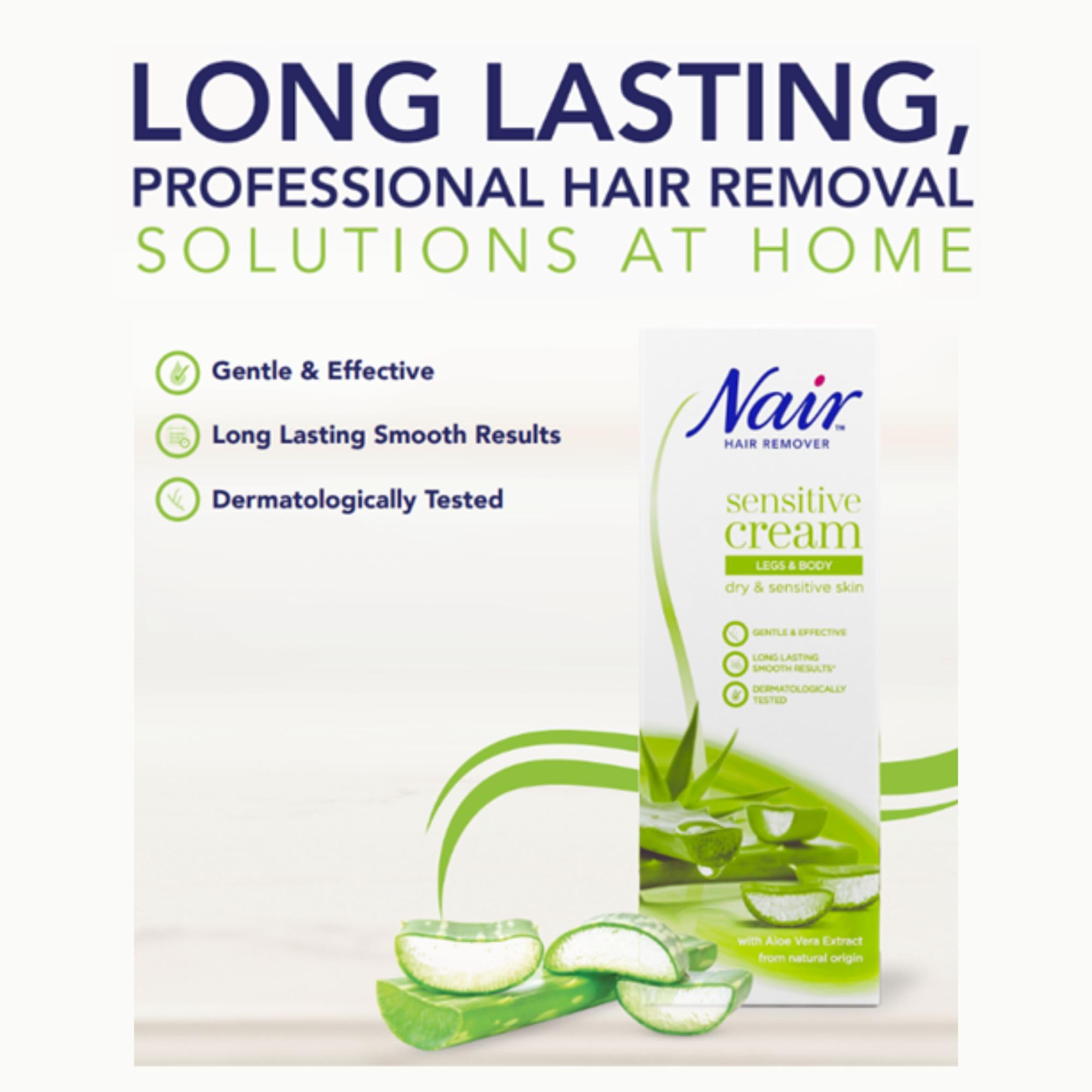 Nair Sensitive Hair Removal Cream Multipack for Dry & Sensitive Skin – Legs & Body with Argan Oil & Aloe Vera – Gentle Nair Hair Removal Cream – 100ml x 4 - 3