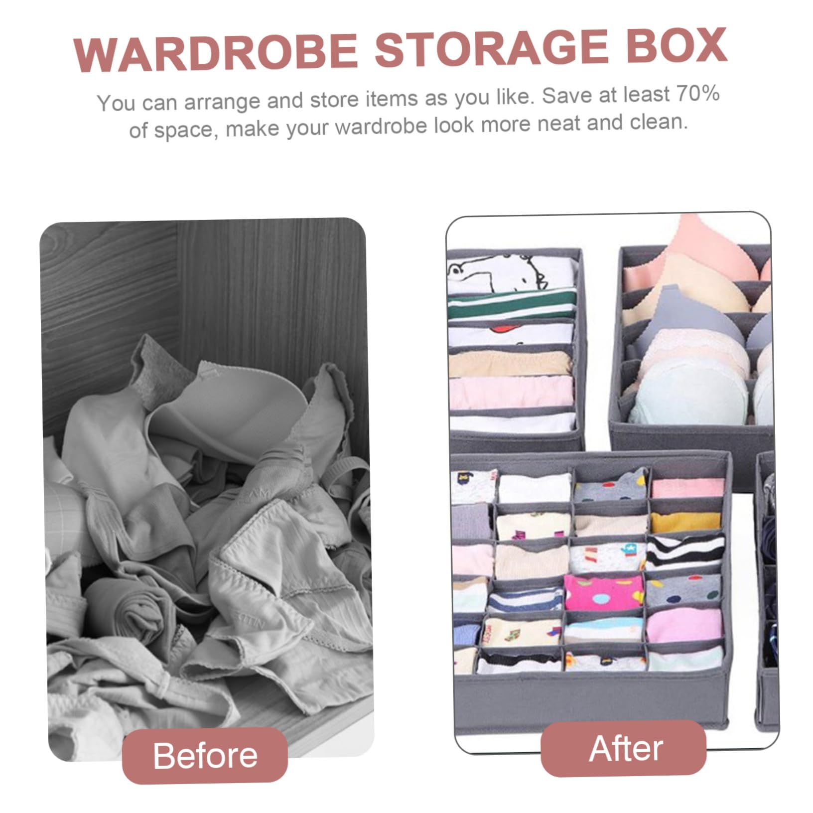 Levemolo 4 Stück-pack Aufbewahrungsboxen Aus Vliesstoff Für Unterwäsche Socken Bhs Krawatten Schals Faltbar Mit Fächern Kommode Organizer Für Kleiderschrank
