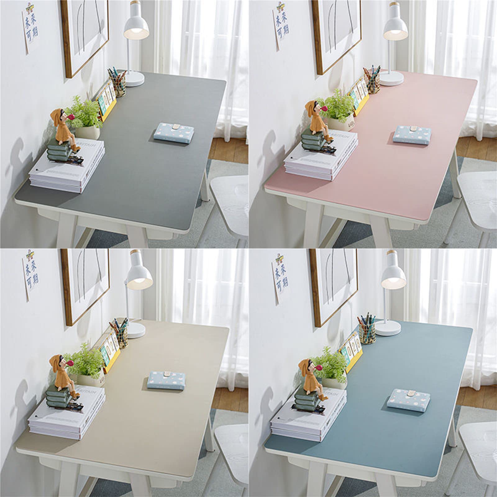Tappetino da scrivania grande in pelle beige per tavolo da ufficio, impermeabile e facile da pulire, elegante e funzionale, tappetino per mouse e tovaglia 80 x 140 cm