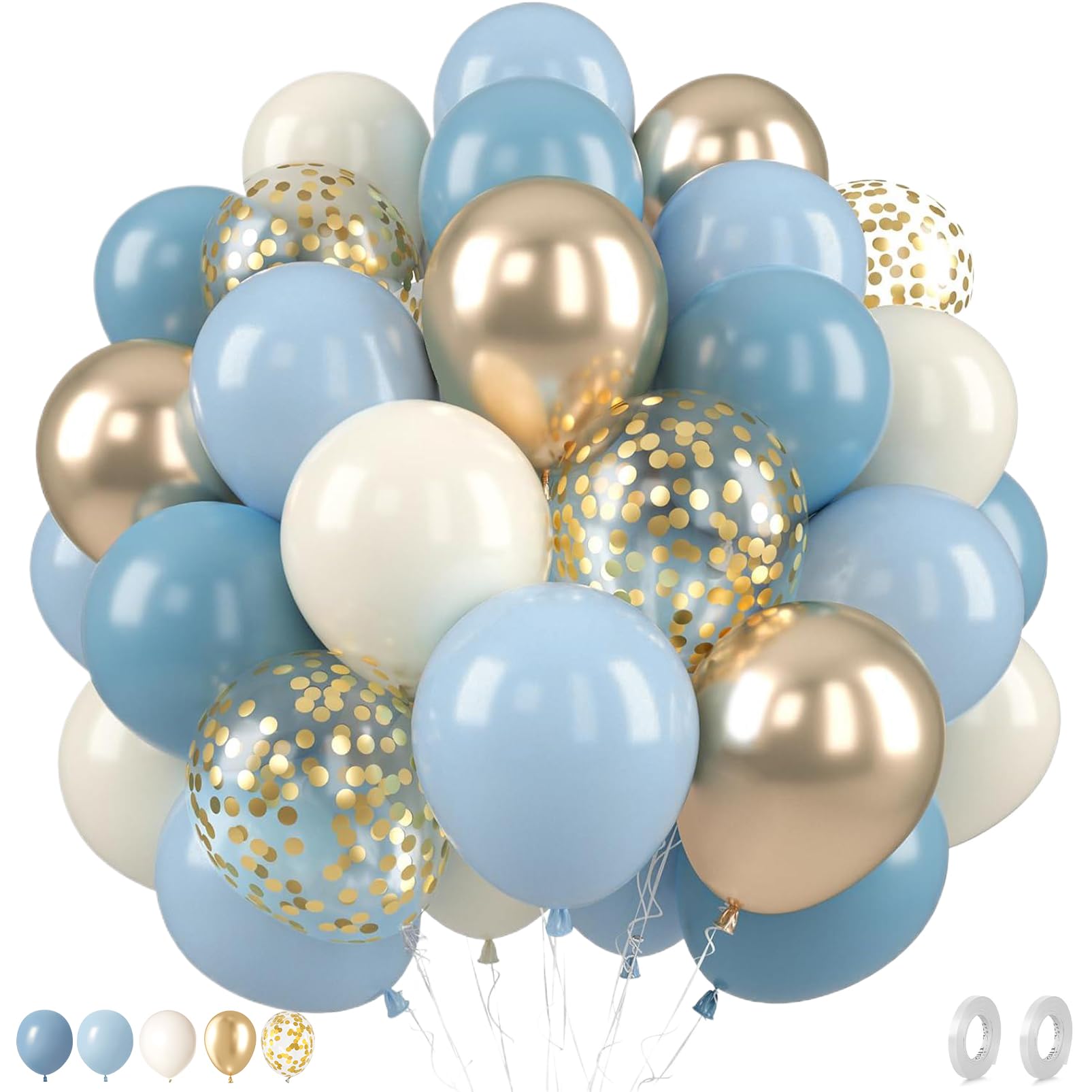 62 Piezas Globos Negros y Dorados,12 Pulgadas Globos de Cumpleaños con Globos Dorados,Negros,Confeti Dorado,Cinta Para Decoración Cumpleaños EID Bautizo Aniversario, Graduación, Año Nuevo — view 10