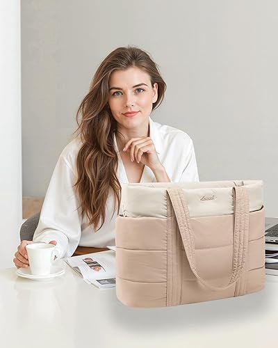 Miniatura 59 de LOVEVOOK Tote Bag for Women, Large Puffer Work Tote Laptop Bag, Lightweight Travel Tote Bag with Zipper Gifts for Women