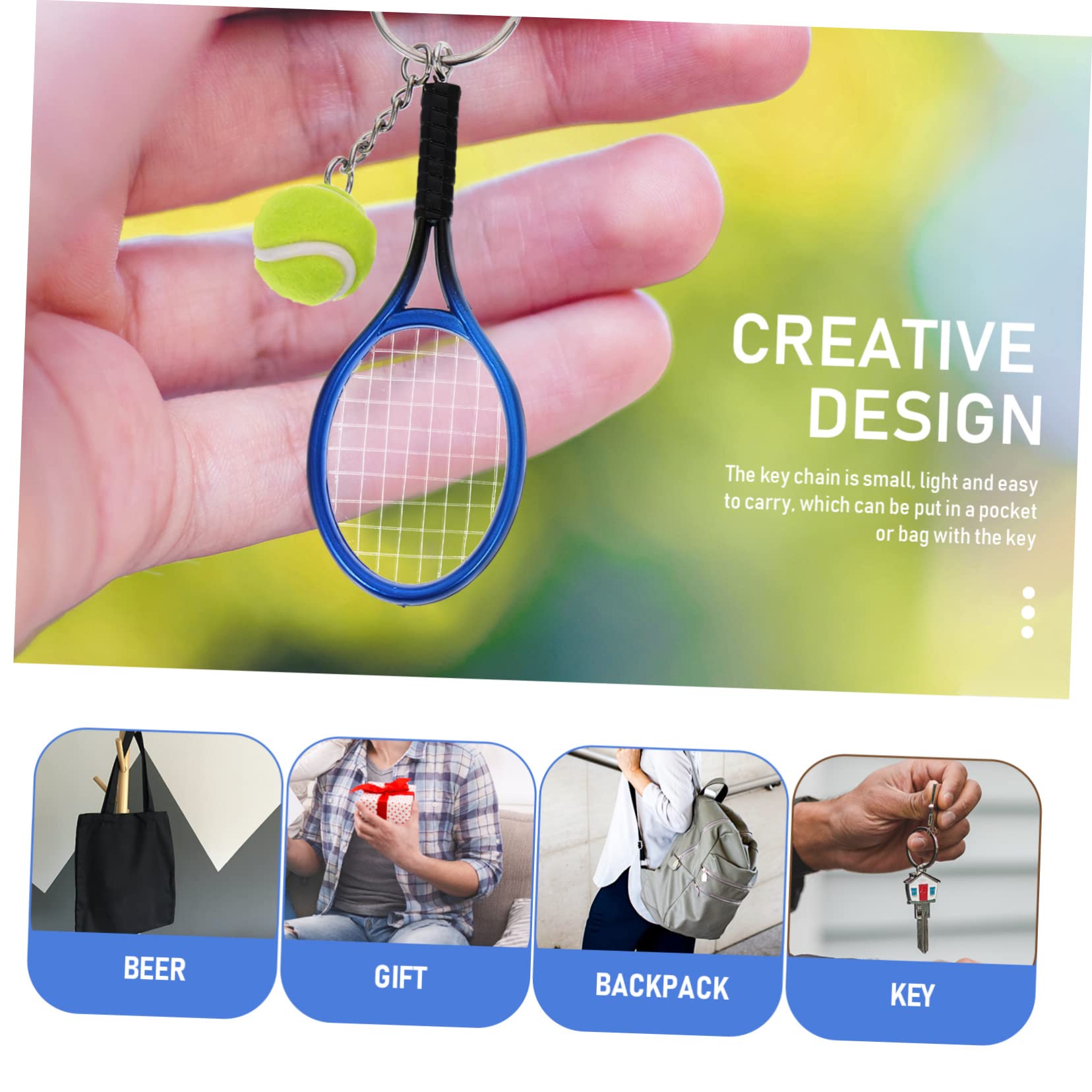 12 Piezas tenis llavero decoración del coche juguetes de baloncesto llaveros ornamento de tenis decorativo de multifunción mini decoraciones bolsas Accesorios